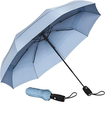 Evrum 3 Fold Umberallas for Rain with Auto Open and Close Small Folding Umbrella(Blue)