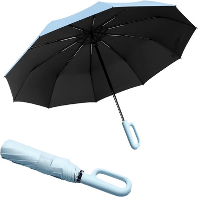 GaxQuly Travel Folding Umbrella With Carabiner Handle for Rain Windproof Sunproof Auto Umbrella(Multicolor)