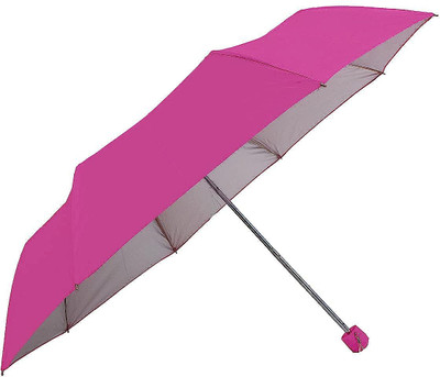 Adorazone 3 Fold Hand Open 21.5 Inch Umbrella with Wind Resistant and UV Rays Umbrella(Pink)