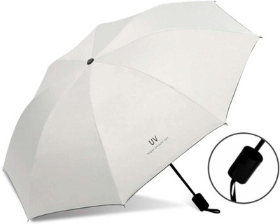 KEKEMI 3 fold Manual UV Plain Sun & Rain Umbrella(Silver)
