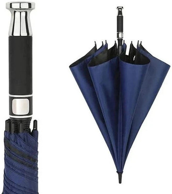 Nafeio Royal Classic Handle Umbrella Auto Open Windproof Unbreakable Stick Rain Umbrella(Blue, Black)