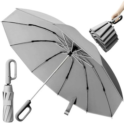Tazomi UV protection outside down design 3-fold Automatic Open Travel Umbrella(Grey, Silver)