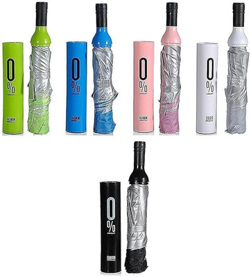 GreenLove Bottle Shape Mini Compact Foldable Umbrella with Plastic Case Umbrella(Multicolor)