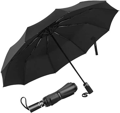 Ladila Windproof Travel Umbrellas for Rain and Sun UV Umbrella Auto Open and Close Umbrella(Black)