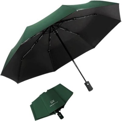 XBEY 8Ribs Umbrella, 3-Folding Windproof Umbrella, Rain & Sun Protection - 1Pc Travel Umbrella(Green)