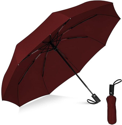 BAZKU Auto Open And 3 Fold Umbrella For Protection Against Rain Sun&UV Rays Umbrella(Maroon)