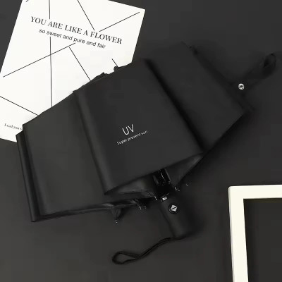 R-RGK UV Sunshade & Rain Black 3-Folding Umbrella, 8 Ribs Automatic Opening Umbrella Umbrella(Black)