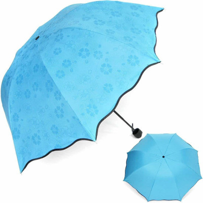 HELYJIM Unisex Color Changing Secret Blossoms with Water Magic Print 3 Fold Umbrella Umbrella(Blue)