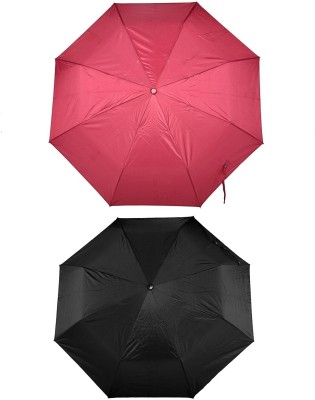 Bizarro Plain Combo-3-Fold (Set of 2) Umbrella(Orange, Black)