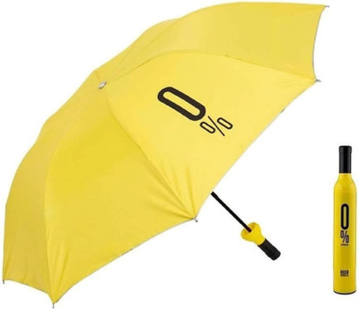 Fratte Wine Bottle Shape Mini Compact Foldable Umbrella with Plastic Case Umbrella(Yellow)