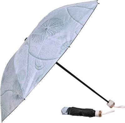 Flipkart SmartBuy 3 Fold Digital Printed Rain Sun & UV Rays Protective Black Coated Manual Open Umbrella(Green)