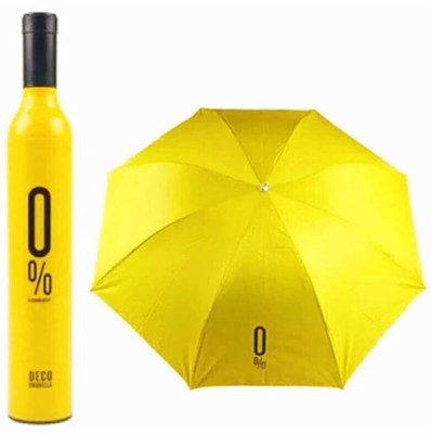 rdomi Double Layer Folding Portable Umbrella with Bottle Cover for UV and Rain Umbrella(Yellow)