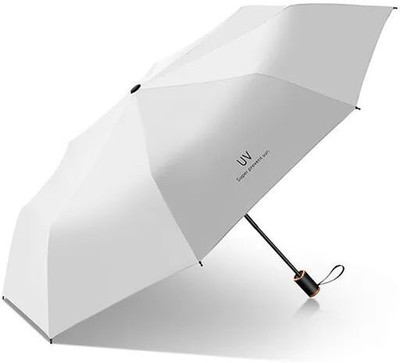 AMEEDARSHAN 3 Fold UV Sunshade & Rain Block Folding Umbrella White Umbrella(White)
