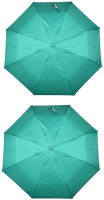 Bizarro.in 3 Fold Set of 2 Plain Office Men::Women_213 Umbrella(Green)