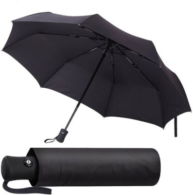 Kwisy Auto Open And 3 Fold Umbrella For Protection Against Rain Sun&UV Rays with cover Umbrella(Black)