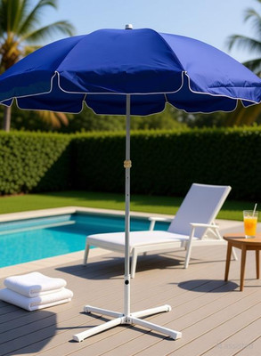 Rainpopson Garden Umbrella with Stand Big Size 7ft Outdoor Garden Umbrella(Blue)