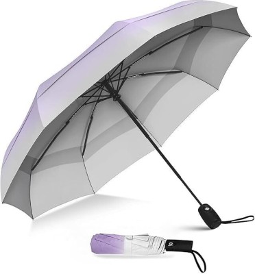 Cairoman Stick Umbrella with Cover UV Protection Rubber Handle Automatic Open Waterproof Umbrella(Purple, Black)