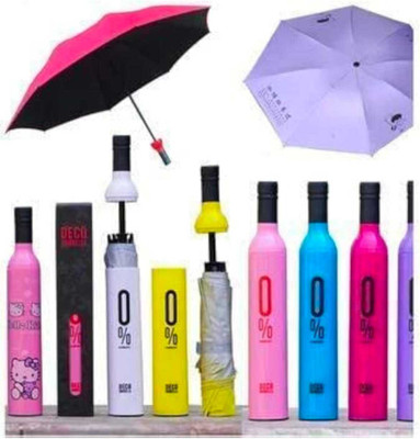 rmartsales RAINISM folding umbrella two layer with bottle cover look like as a wine bottle Umbrella(Purple)