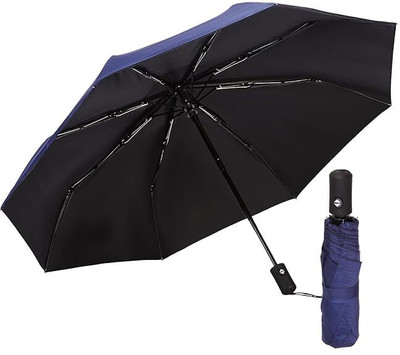 RAGHUNANDAN ENTERPRISE 3-Fold Travel Umbrella - Auto Open/Close, Large Canopy Ideal for Men & Women Umbrella(Blue)