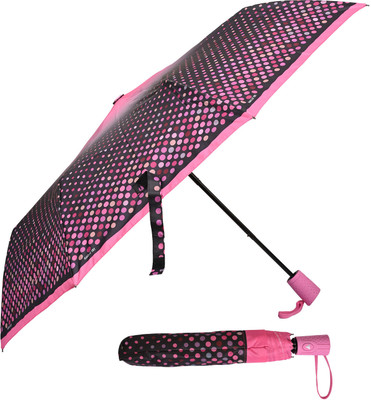 Flipkart SmartBuy 3 Fold Printed Rain and Sun Protective Button Open Umbrella(Pink, Multicolor)