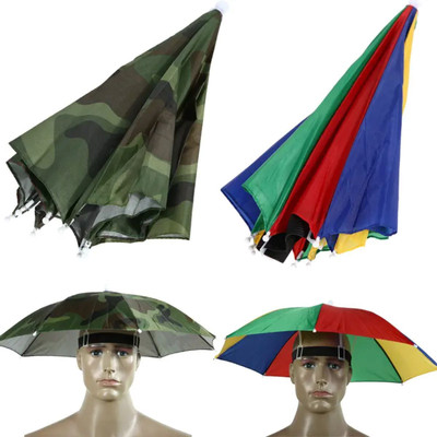 SALUANA Hands Free Umbrella Hat to Protect from Sun & Rain (Army & Multi) Umbrella(Gold)