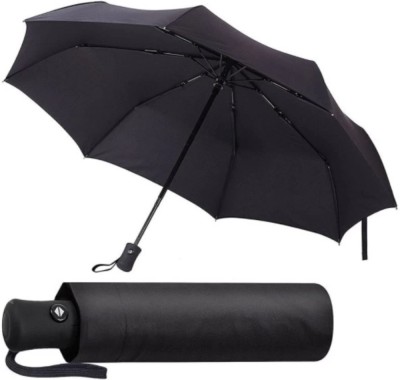 DZX-RE UV Protection Coated 3 Fold Auto Umbrella for Summer, Monsoon Umbrella(Black)