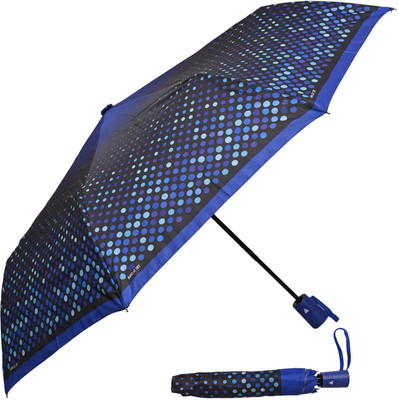 Flipkart SmartBuy 3 Fold Printed Rain and Sun Protective Button Open Umbrella(Blue)