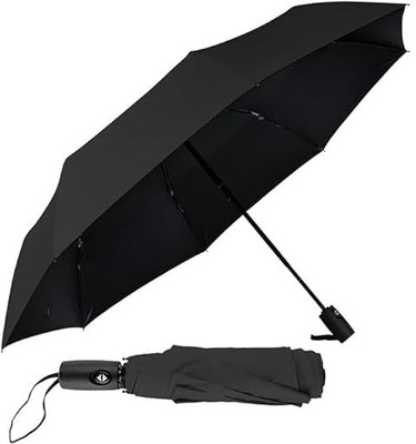 AVIRA OVERSEAS Auto Open/Close Button 3 Fold Umbrellas for Rain Windproof man/women Umbrella Umbrella(Black)