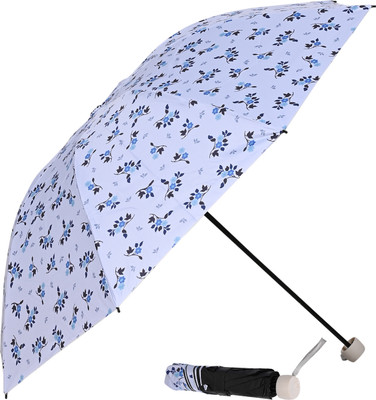 Flipkart SmartBuy 3 Fold Printed Rain Sun & UV Rays Protective Black Coated Manual Open Umbrella(Blue)