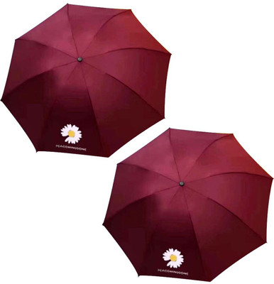 KEKEMI 3 Fold UMB030CA Sun & Rain Manual Umbrella(Maroon, Maroon)