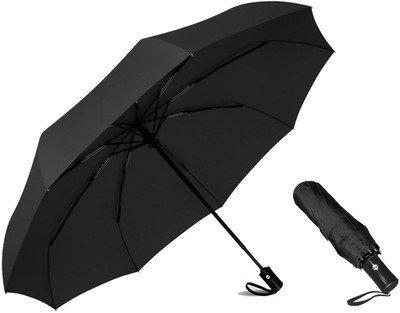 Geutejj 3 Fold Auto Open & Close Umbrella Compact, Lightweight Umbrella(Black)
