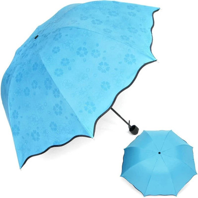 HELYJIM Triple Folding Mini Blossom Travel Magic Umbrella Changing Secret Compact Umbrella(Blue)