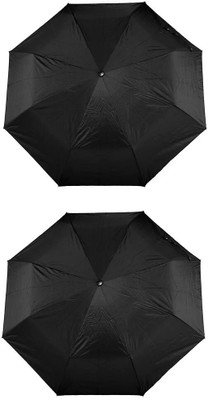 Bizarro.in 3 Fold Set of 2 Plain Office Men::Women_42 Umbrella(Black)