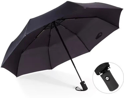 BABYJOY Travel Compact 3 Fold Auto Open Umbrella for Girls, Women for UV,Rain Protection Umbrella(Black)