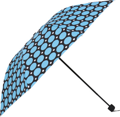 SFAB 3 Fold Polka Dot Printed Rain and Sun Protective Umbrella(Green)
