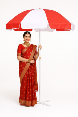 GREEN BIRD Adjustable 7FT Garden Umbrella with Stand Quick Setup Sturdy Base Umbrella(Red, White)