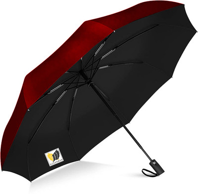 Ackarman 21.5 Inches 3 Fold Automatic Open Close Type UV Polyester Umbrella(Maroon)