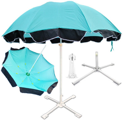 GREEN BIRD Garden Umbrella With Stand Outdoor Big Size 7ft/42in For Hotel,Garden,Shop (B4) Umbrella(Blue)