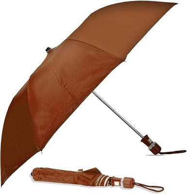 Btag Round Handle 2 Fold Small size Portable Auto Open Umbrella Umbrella(Brown)
