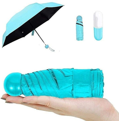 vishesh Mini Compact Umbrella For Traveling | Windproof, Protect from UV Rays & Rain Umbrella(Blue)