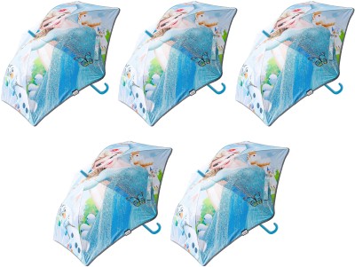 KUBER INDUSTRIES Disney Frozen Print Umbrella For Kids (Sky Blue)| Pack Of 5 Umbrella(Blue)