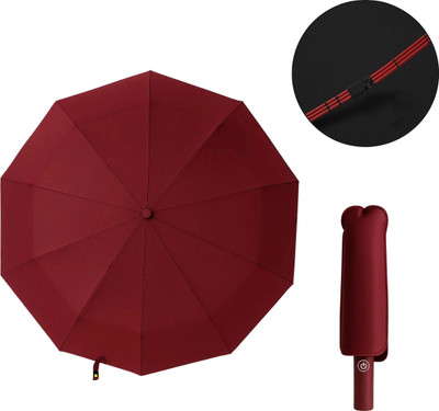 Marmik 3 Fold Umbrella for Rain with Auto Open and Close for Women and Men Umbrella(Maroon)