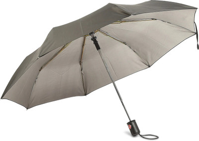 CITIZEN Solid 3 Fold Auto Open 8 Aluminium Ribs UV Coated Windproof Silver Coating Umbrella(Black)