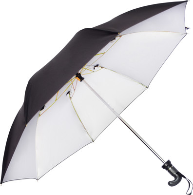 Adi K.C.Paul & Sons Arjun 2 fold umbrella for men & women | 2 fold Umbrella | KC Paul Black Umbrella(Black, Silver)