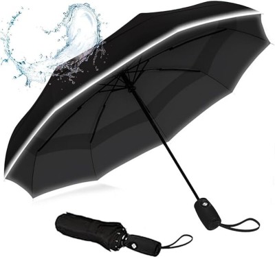 Seventeen Umbrella for Women | Men | UV Coated 3 Fold Umbrella for Rain- Auto Open & Close Umbrella(Black)