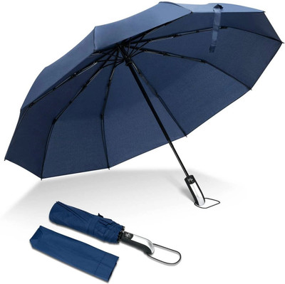 SELIFYMART 3 Fold with Auto Open/Close Travel | Man, Woman & Child Umbrella(Blue)