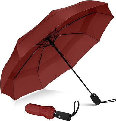 Tazomi UV protection outside down design 3-fold Automatic Open Travel Umbrella(Maroon)