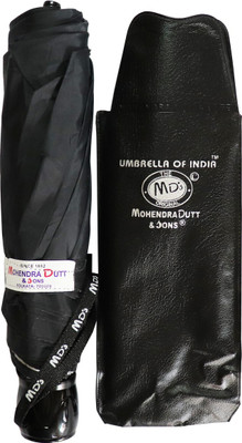 Mohendra Dutt & Sons 3 Fold (King) Polyster Hi-Class Black Umbrella(Black)