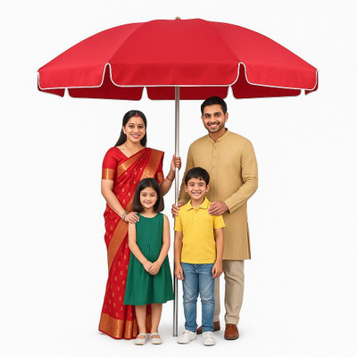 GREEN BIRD Outdoor Garden Umbrella 7ft Foldable Cantilever Durable Fabric UV Umbrella(Red)