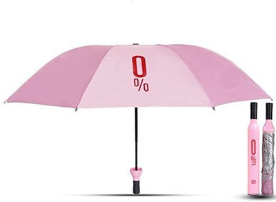SBTs Wine Bottle Shape Mini Compact Foldable Umbrella with Plastic Case Umbrella(Pink)